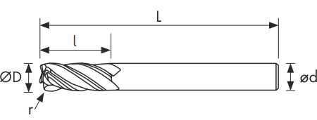 Чертеж фрезы CF445U-100.10R-H56C