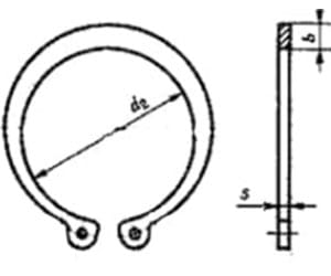 Чертеж стопорного кольца DIN 472 с размерами